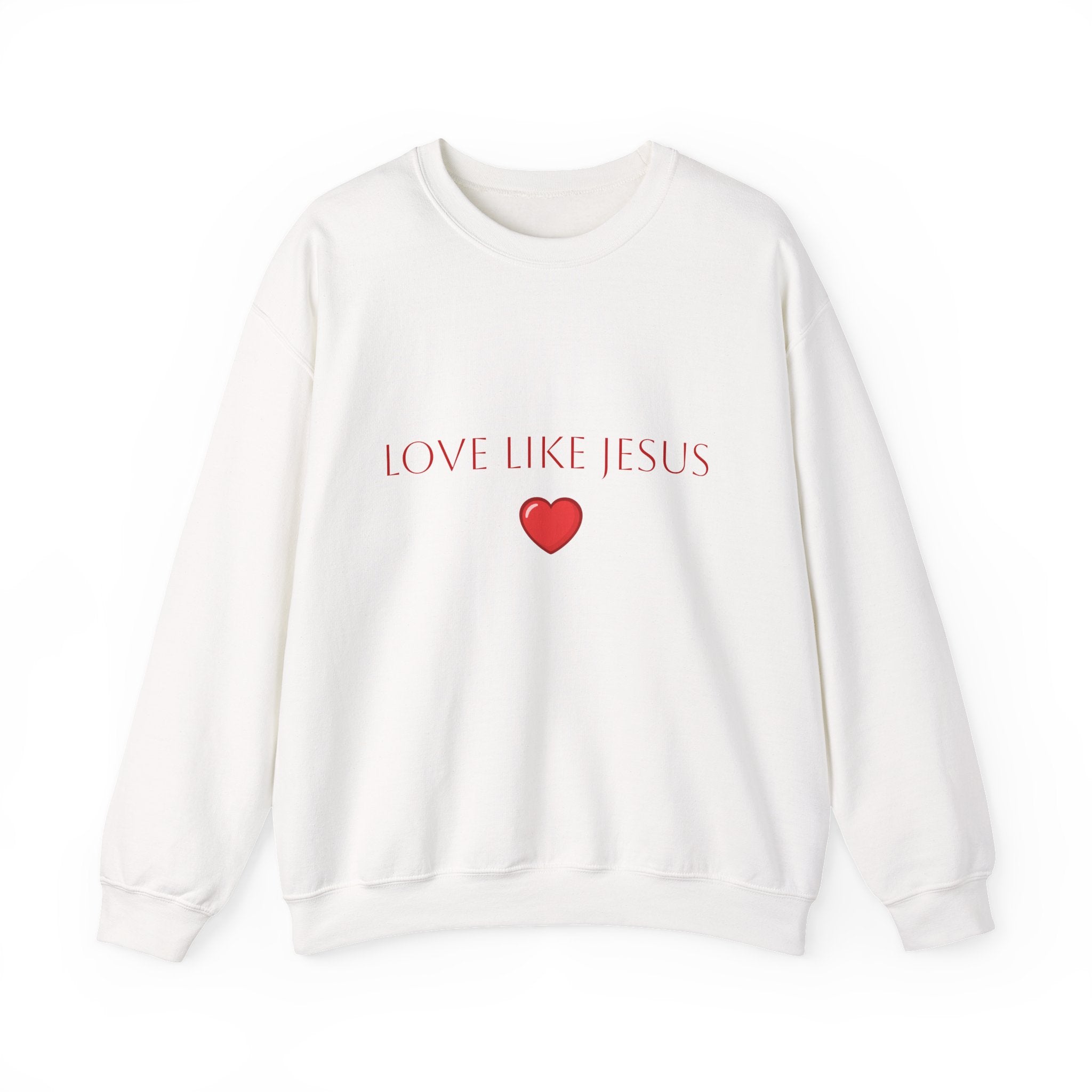 Love Like Jesus Sweatshirt Faith Inspired Crewneck with Heart Graphic