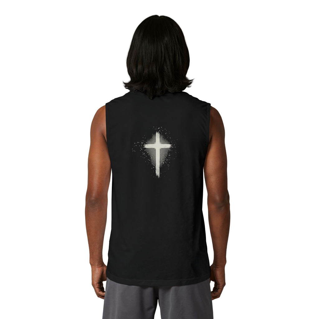 Jesus Saves Muscle Tank Back Cross Christian Faith Tank Top