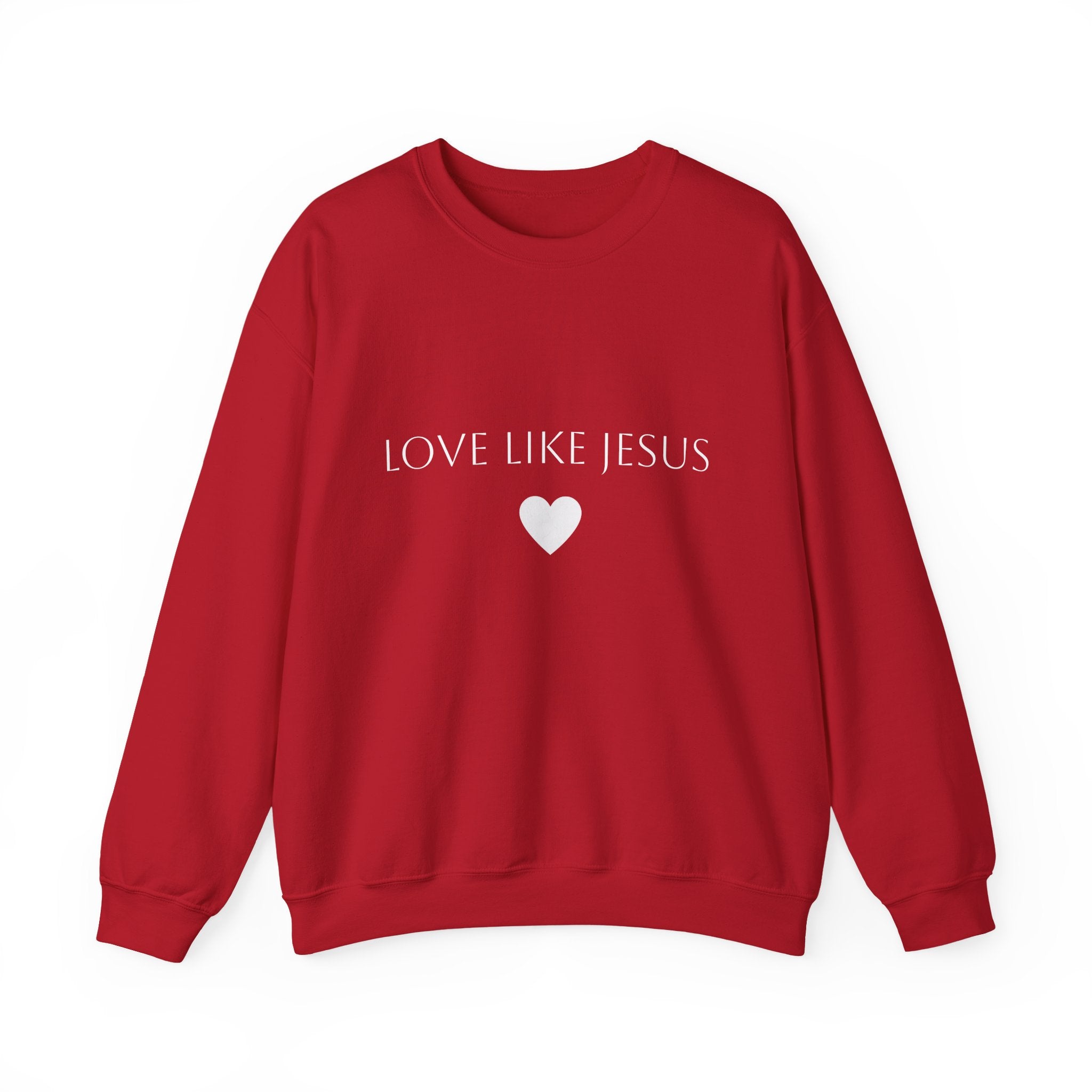 Love Like Jesus Sweatshirt Faith Inspired Crewneck with Heart Graphic