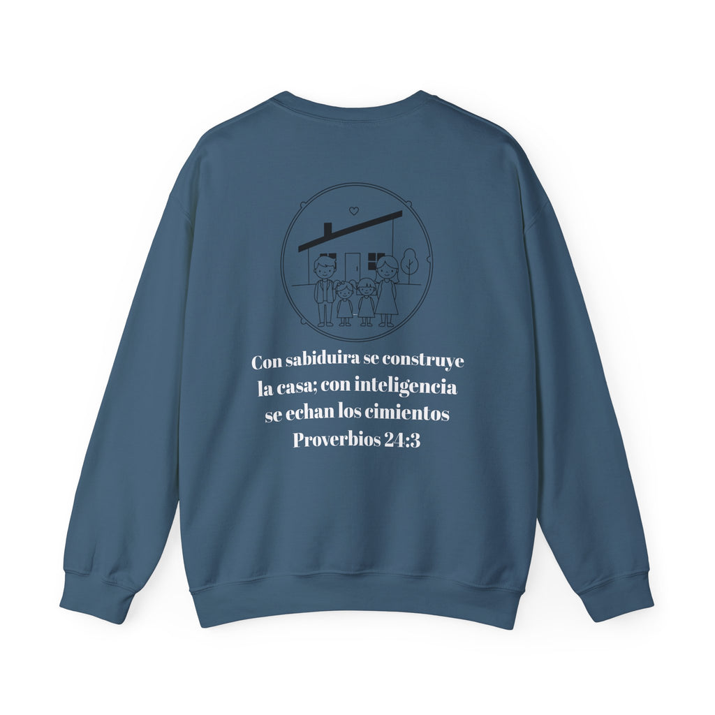 Crewneck Sweatshirt Minimal Heart Graphic with Spanish Proverbs Text