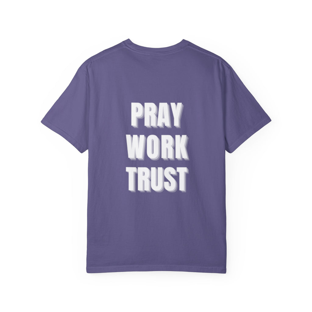 Pray Work Trust Tee Garment-Dyed Brown Inspirational T-Shirt
