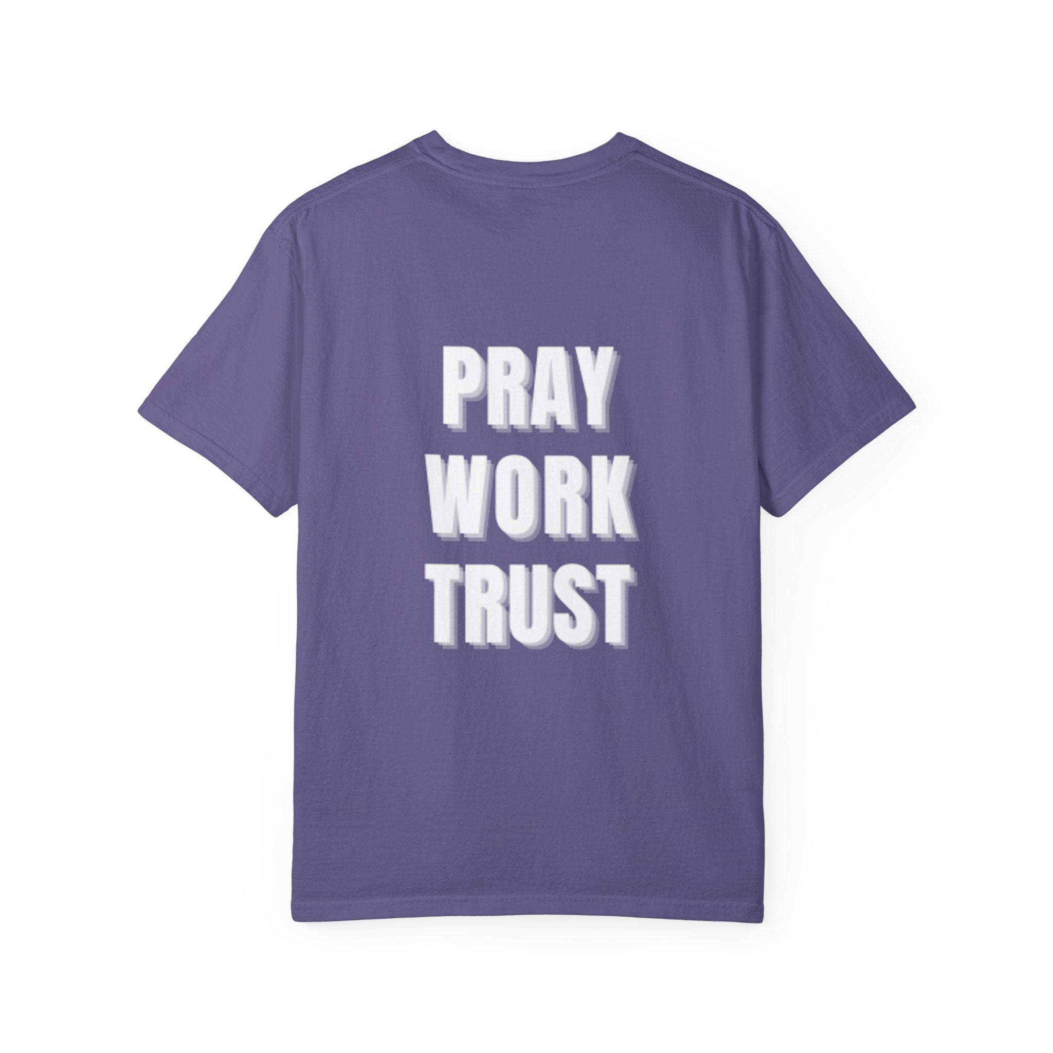 Pray Work Trust Tee Garment-Dyed Brown Inspirational T-Shirt