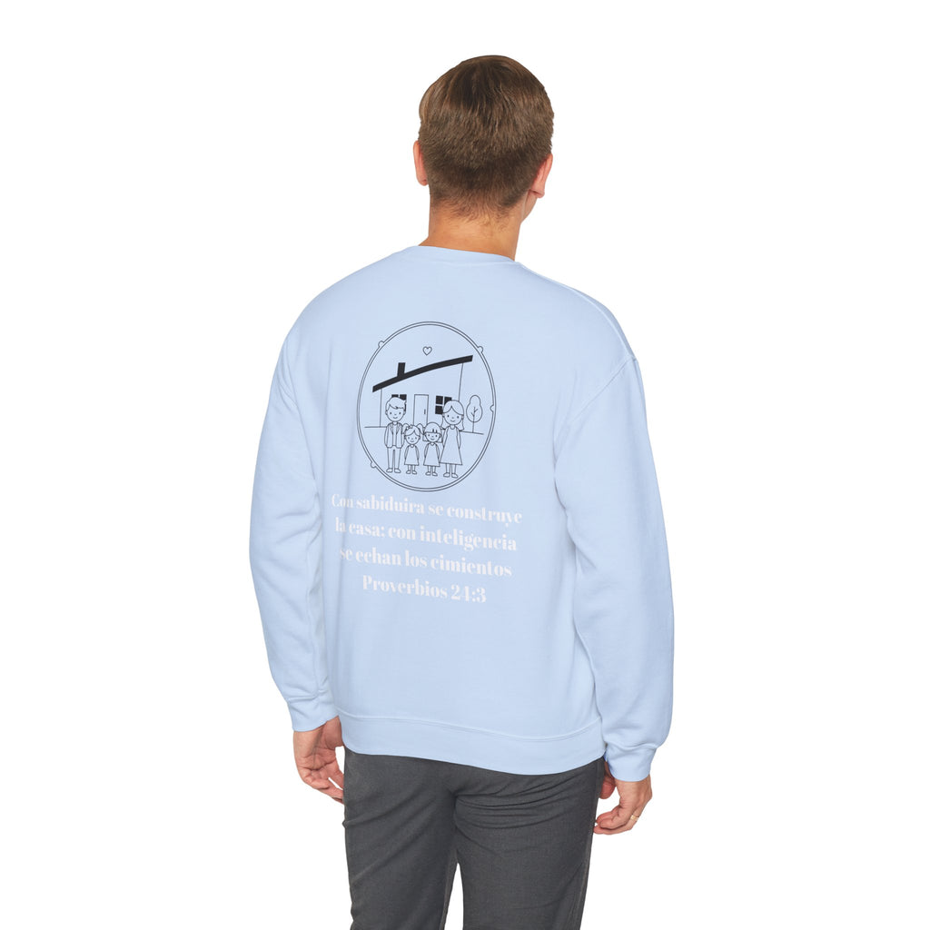 Crewneck Sweatshirt Minimal Heart Graphic with Spanish Proverbs Text