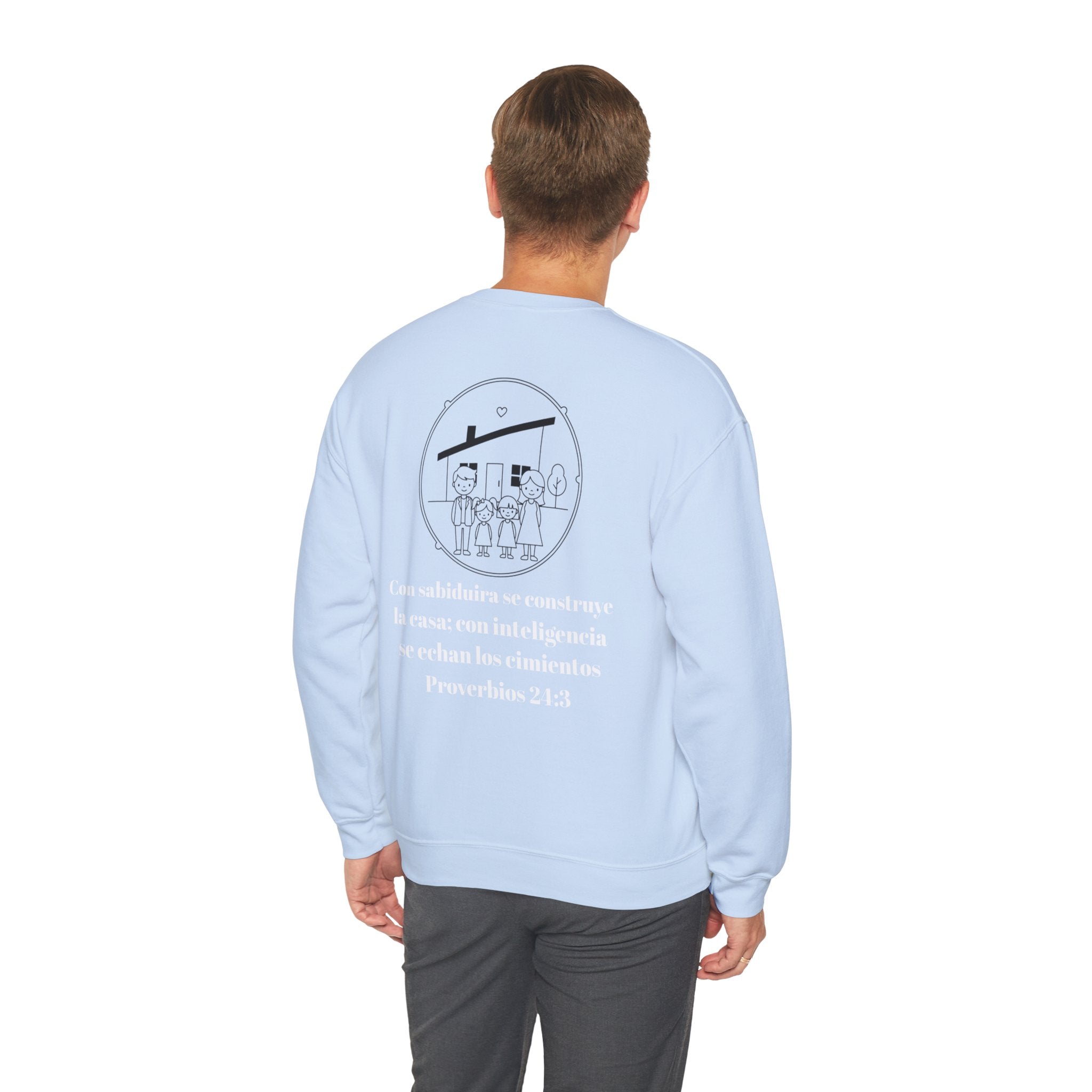 Crewneck Sweatshirt Minimal Heart Graphic with Spanish Proverbs Text