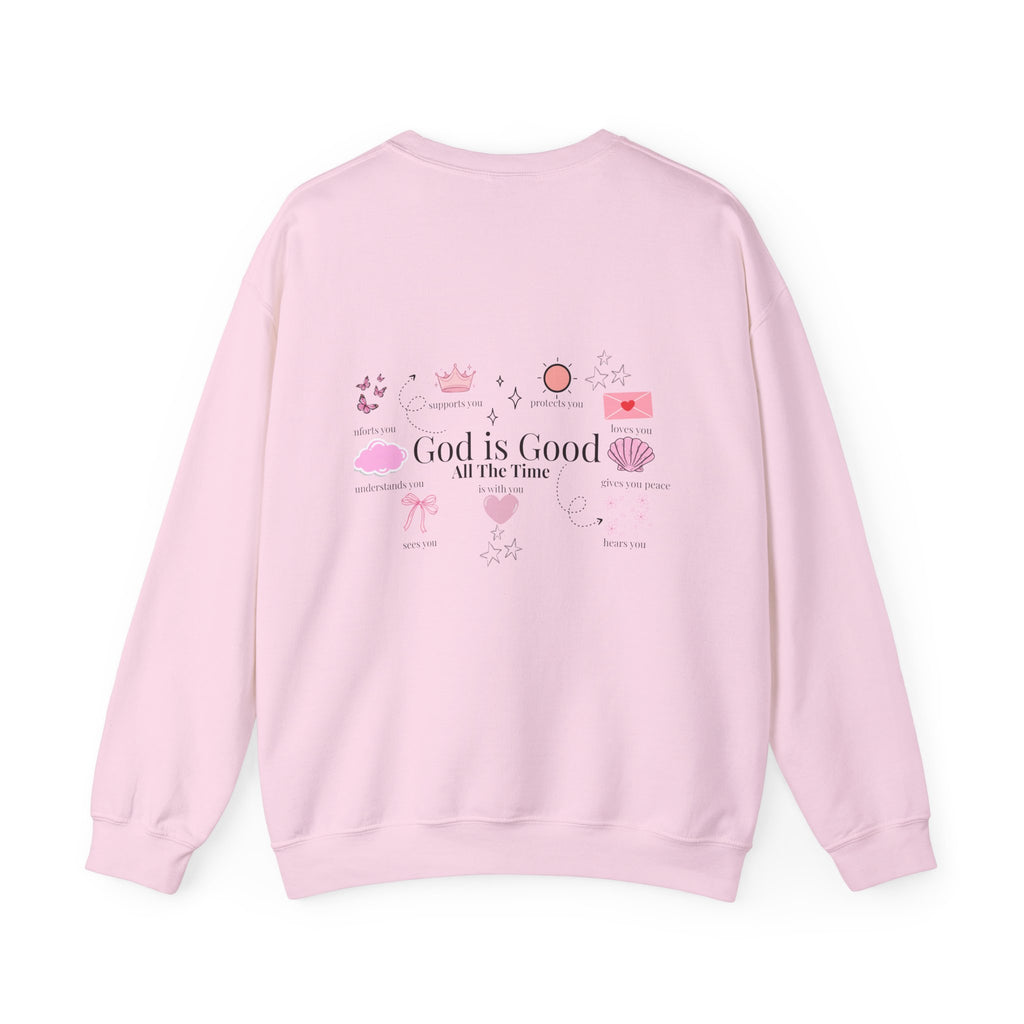 Crewneck Sweatshirt — 'God Is Good All The Time' Butterfly & Icons
