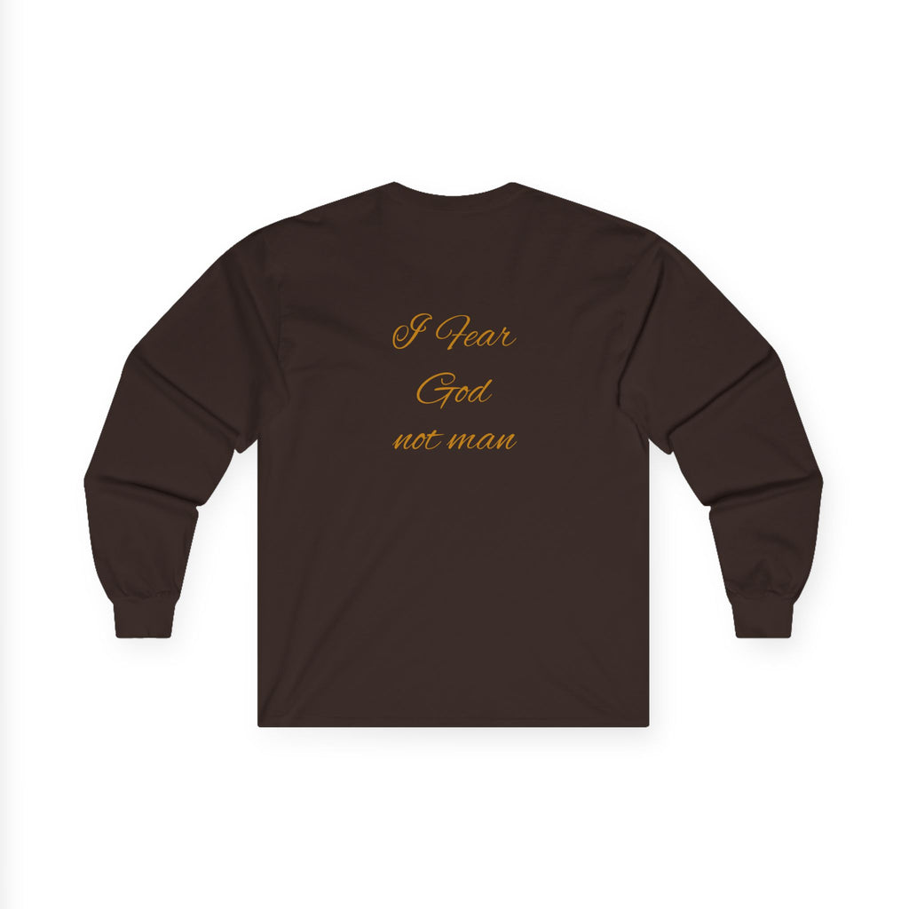 Long Sleeve Tee "I Hear God Not Man" Minimalist Faith Shirt