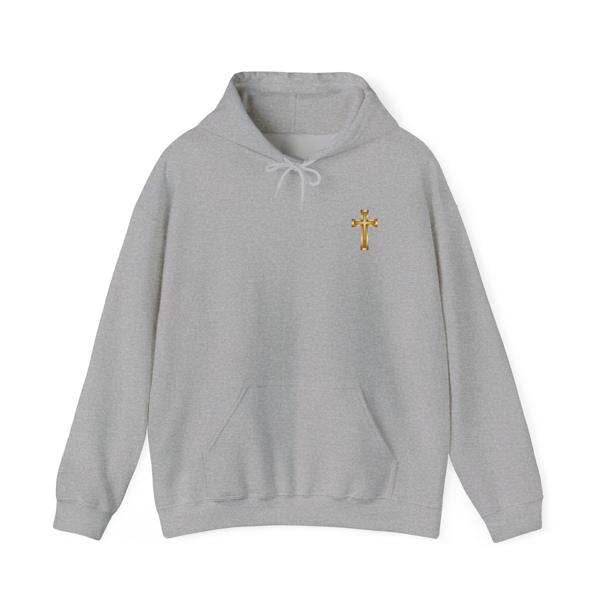 Mountain Road Hoodie with Gold Cross Chest Accent