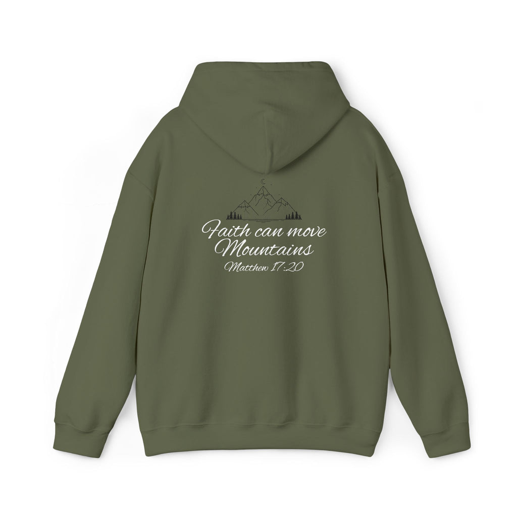 Faith Can Move Mountains Hoodie Inspirational Christian Scripture Sweatshirt (Matthew 17:20)