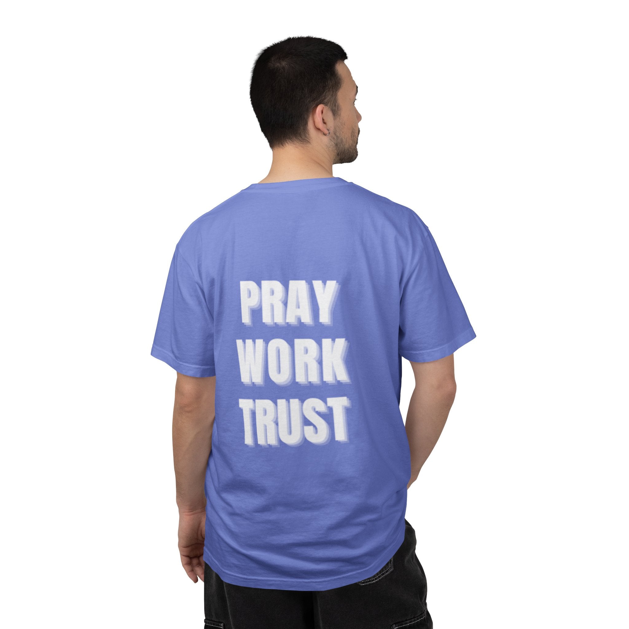 Pray Work Trust Tee Garment-Dyed Brown Inspirational T-Shirt