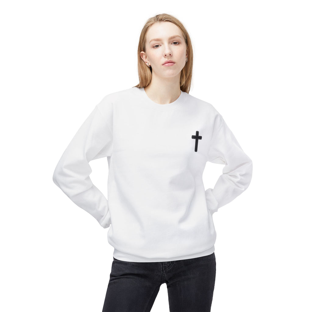 Christian/Catholic Crewneck Sweatshirt "God's Still Working On Me" Cross Pullover