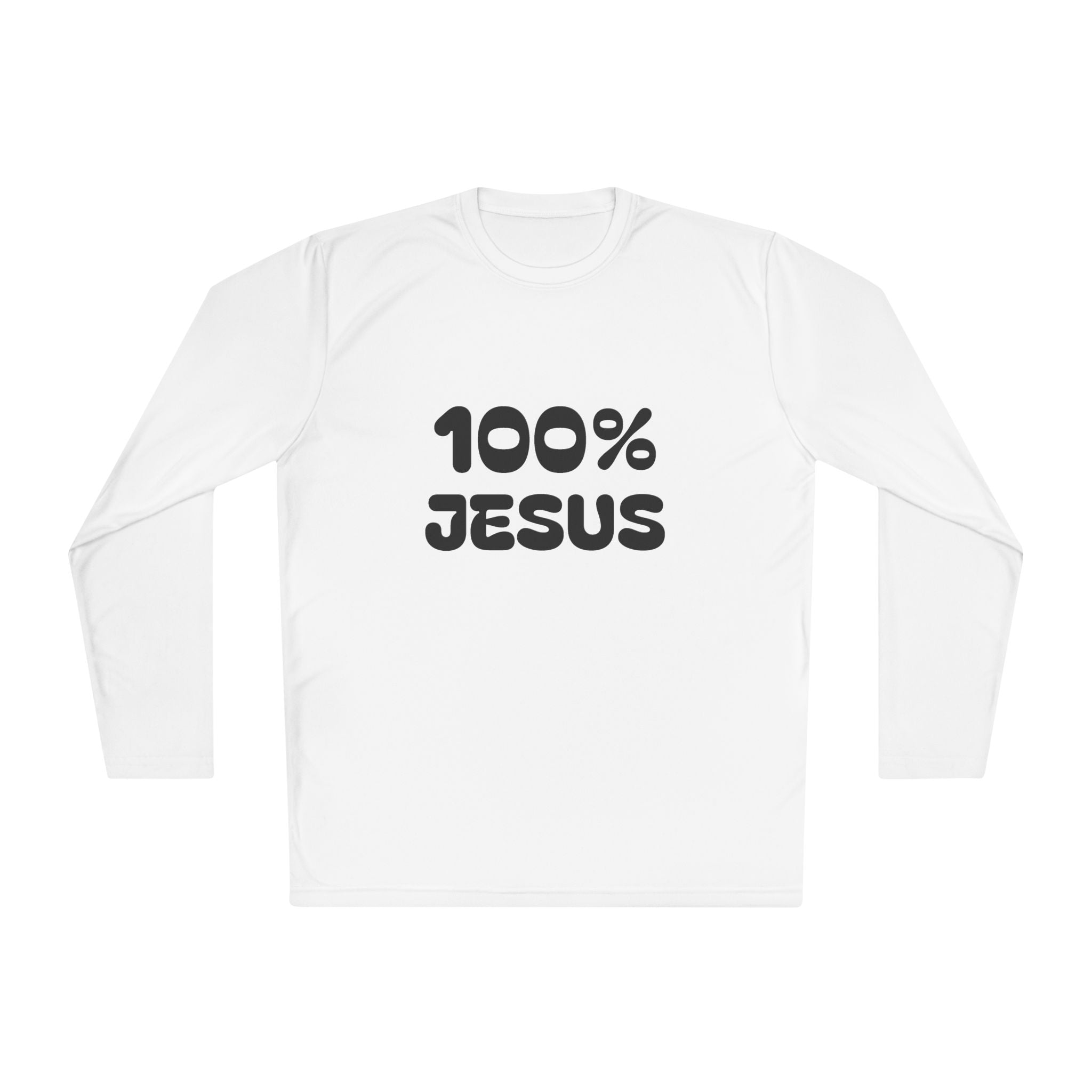 Long Sleeve Tee "100% JESUS" Christian Cross Faith Shirt