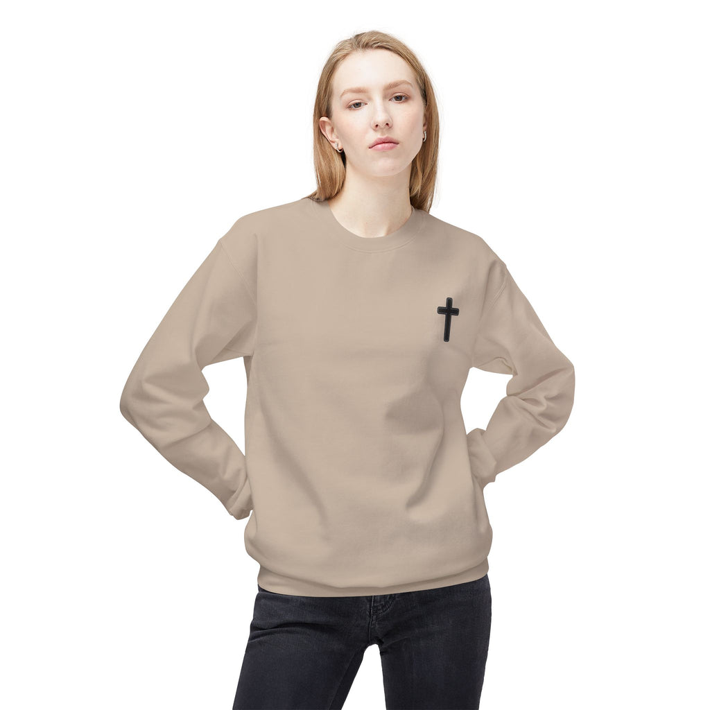 Christian/Catholic Crewneck Sweatshirt "God's Still Working On Me" Cross Pullover