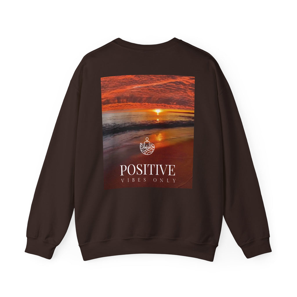 Positive Vibes Only Crewneck Sweatshirt  Sunset Beach Graphic