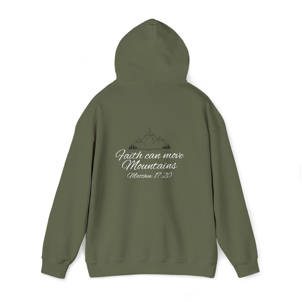 Faith Can Move Mountains Hoodie Inspirational Christian Scripture Sweatshirt (Matthew 17:20)