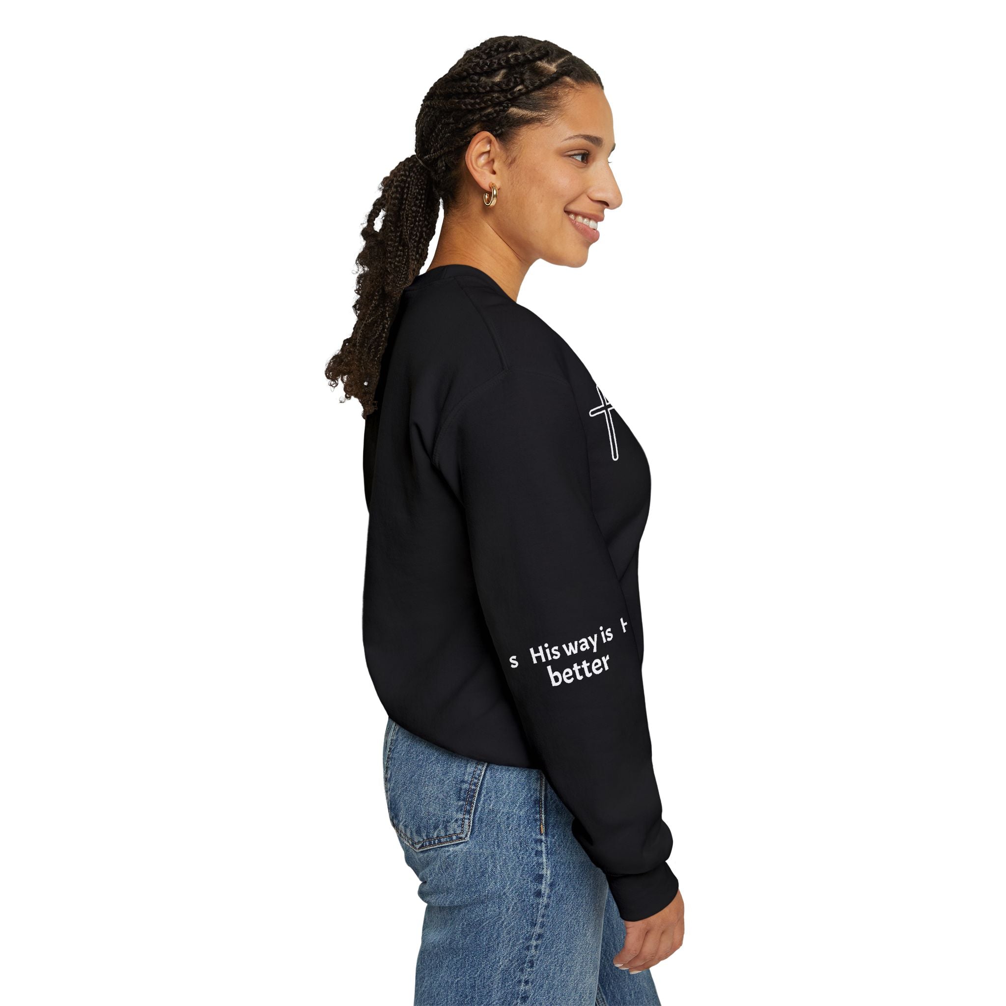 Christian Cross Crewneck Sweatshirt Minimal Faith Graphic
