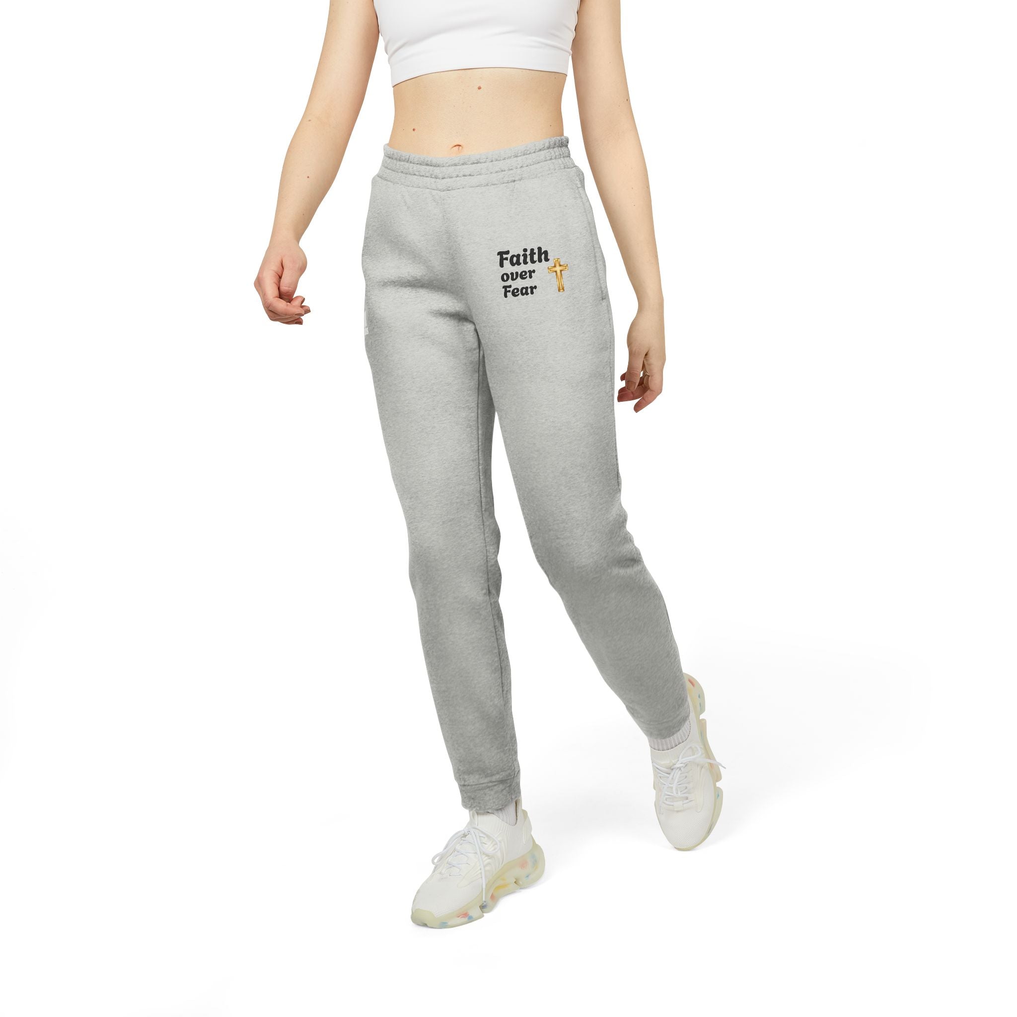 Faith Over Fear Joggers Inspirational Fleece Sweatpants