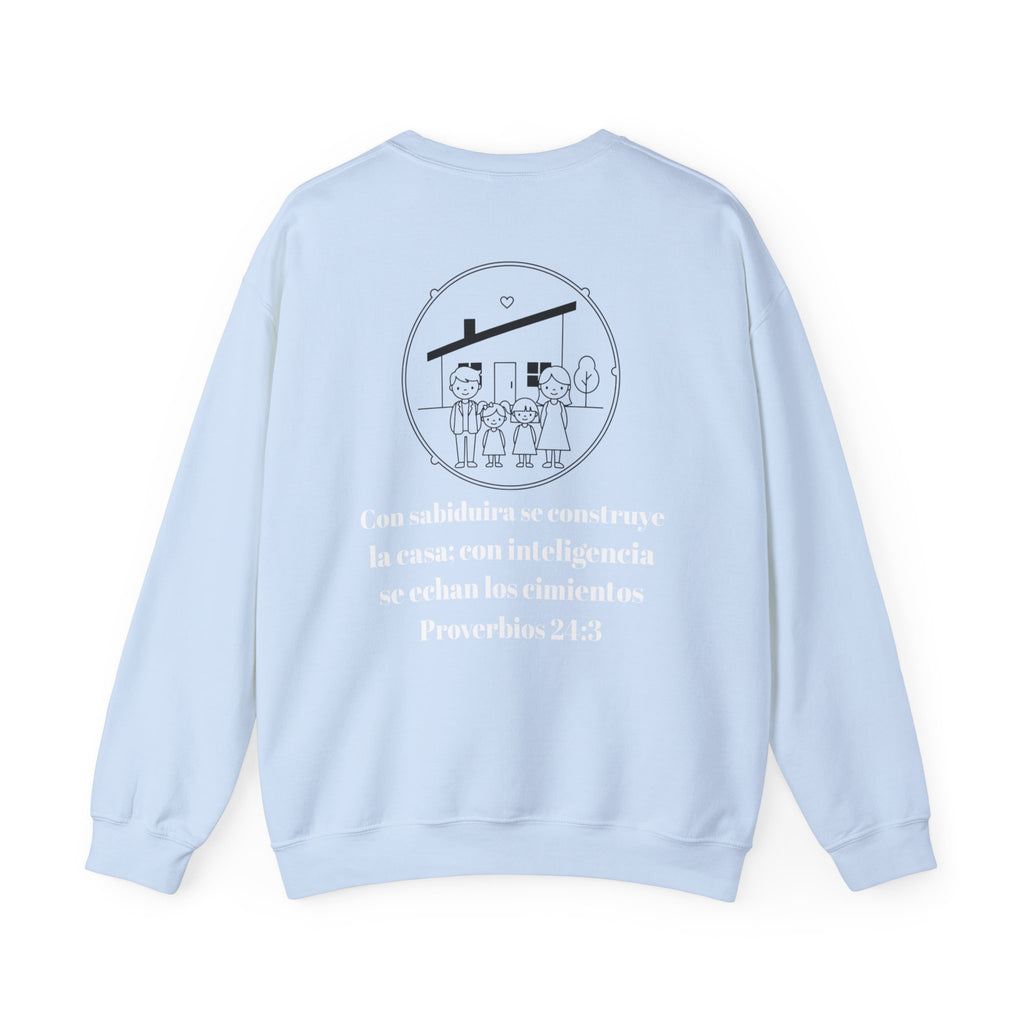 Crewneck Sweatshirt Minimal Heart Graphic with Spanish Proverbs Text