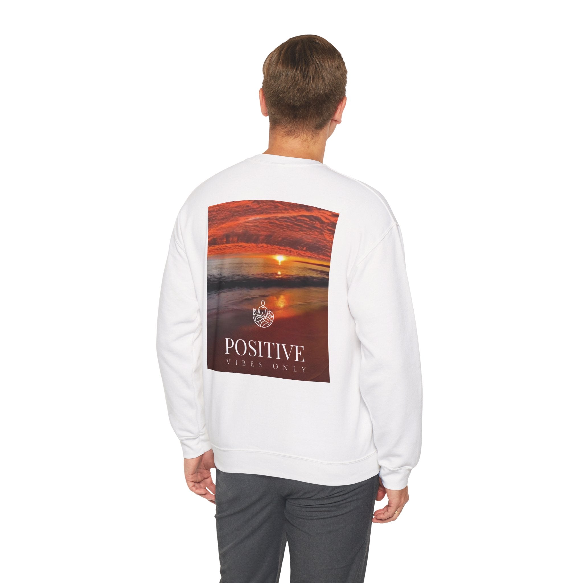 Positive Vibes Only Crewneck Sweatshirt  Sunset Beach Graphic