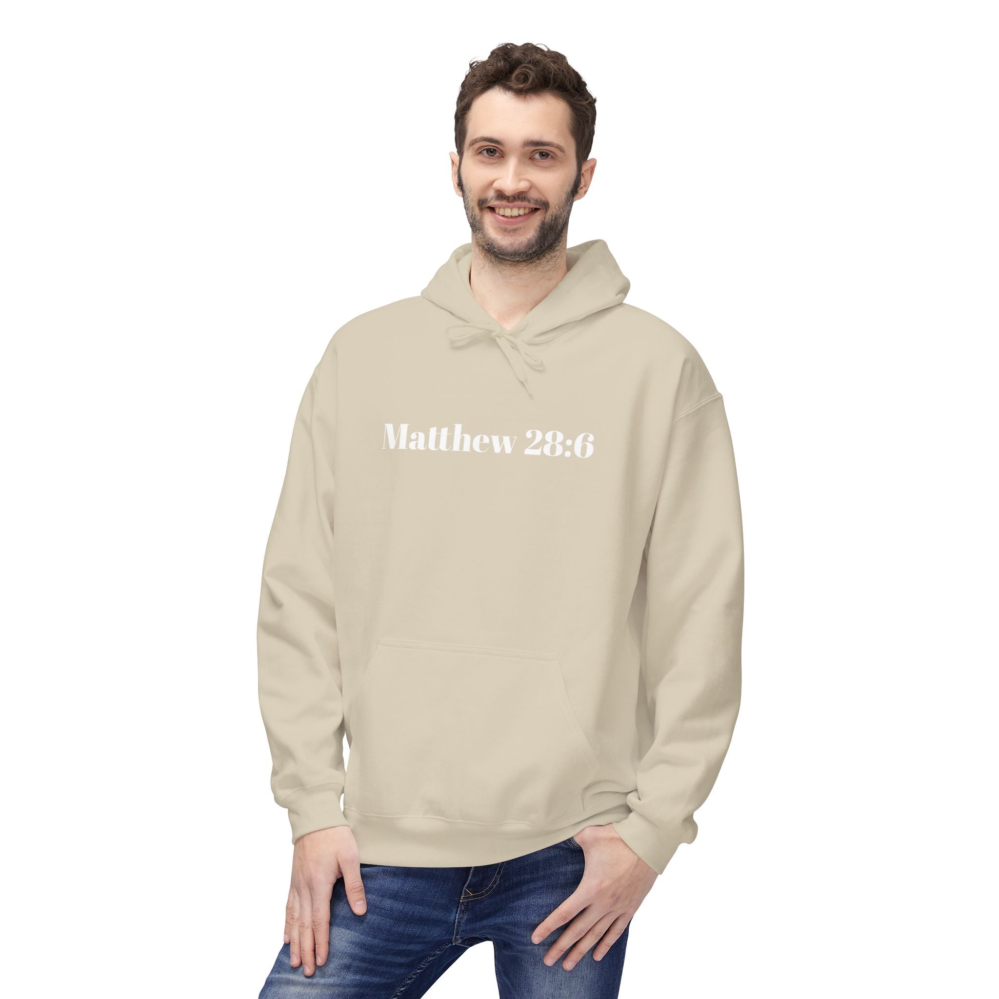 Matthew 28:6 Hoodie — "He Is Risen" Easter Christian Pullover