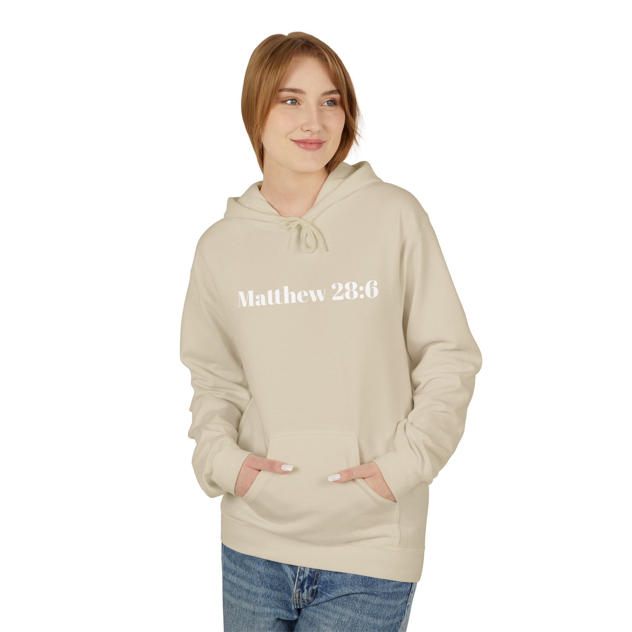 Matthew 28:6 Hoodie — "He Is Risen" Easter Christian Pullover