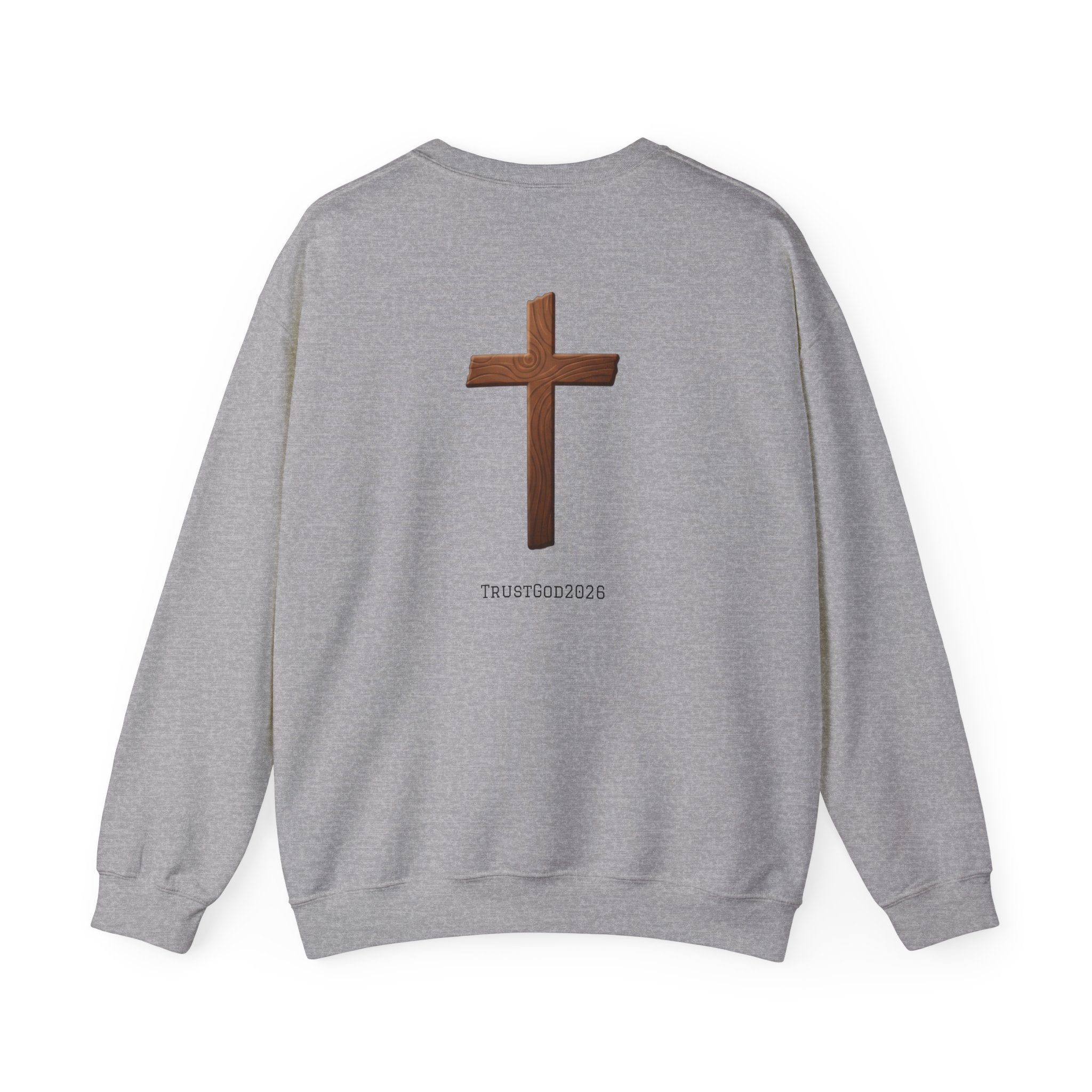 Christian Crewneck Sweatshirt — "God Is Everywhere" with Back Cross Design