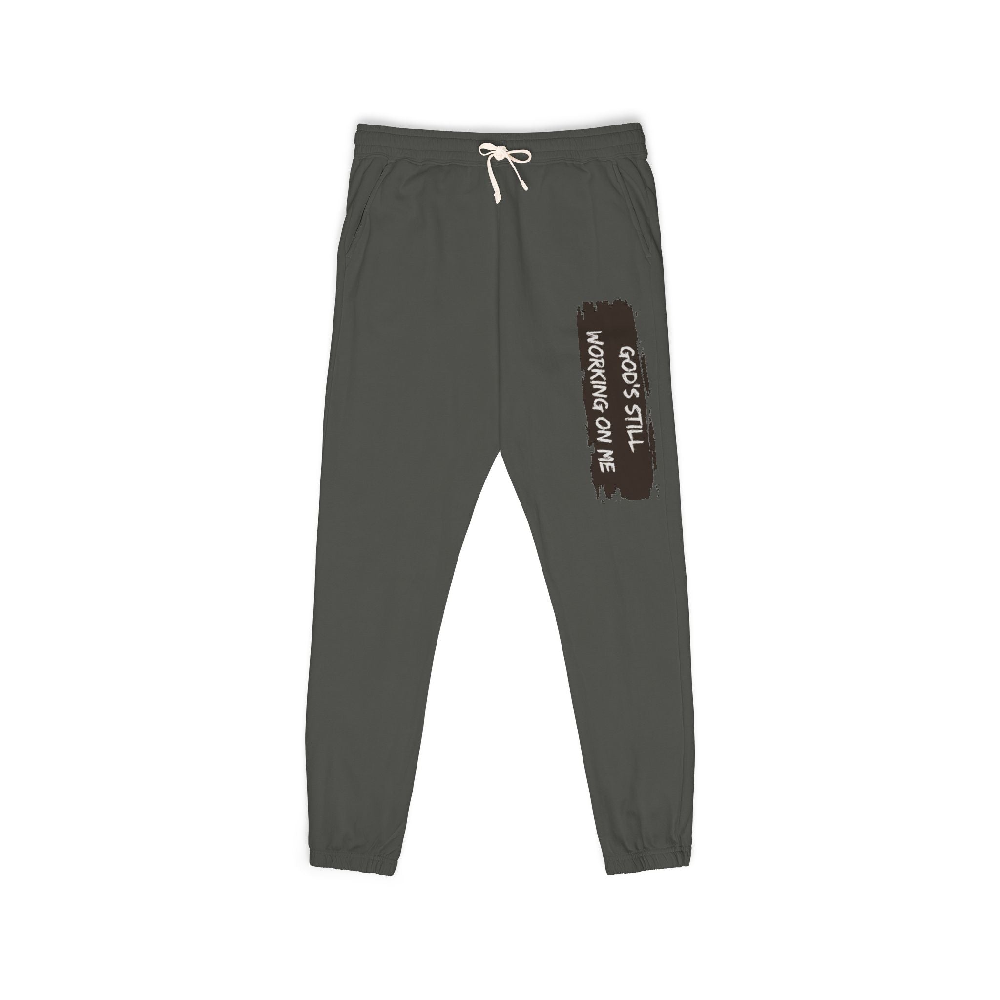 Sweatpants — God’s Still Working on Me Vintage Patch Joggers