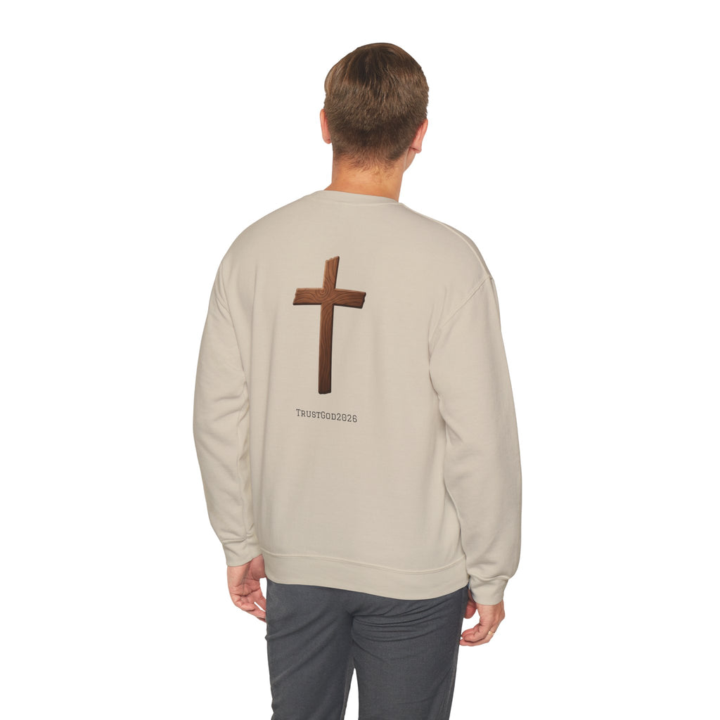 Christian Crewneck Sweatshirt — "God Is Everywhere" with Back Cross Design