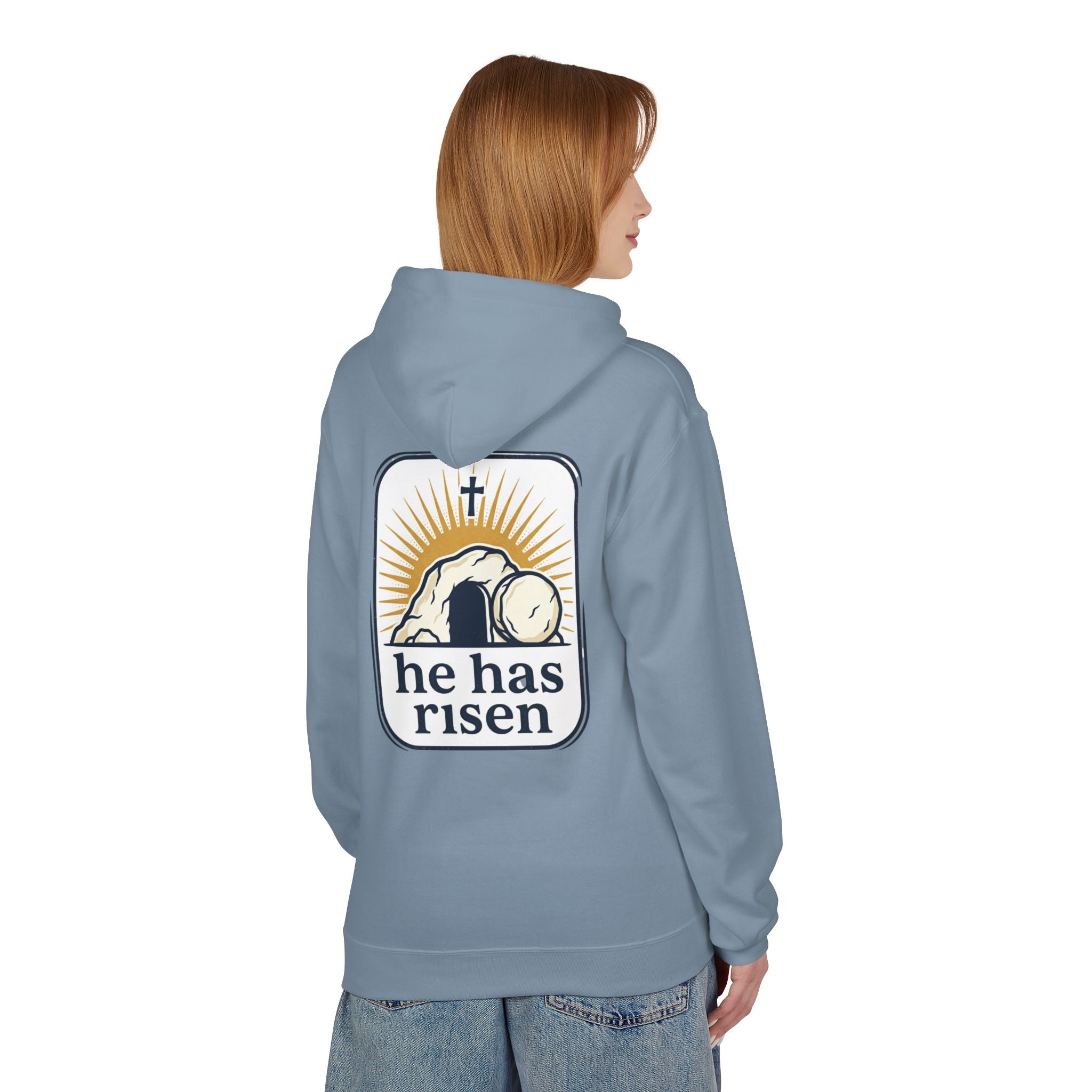 Matthew 28:6 Hoodie — "He Is Risen" Easter Christian Pullover