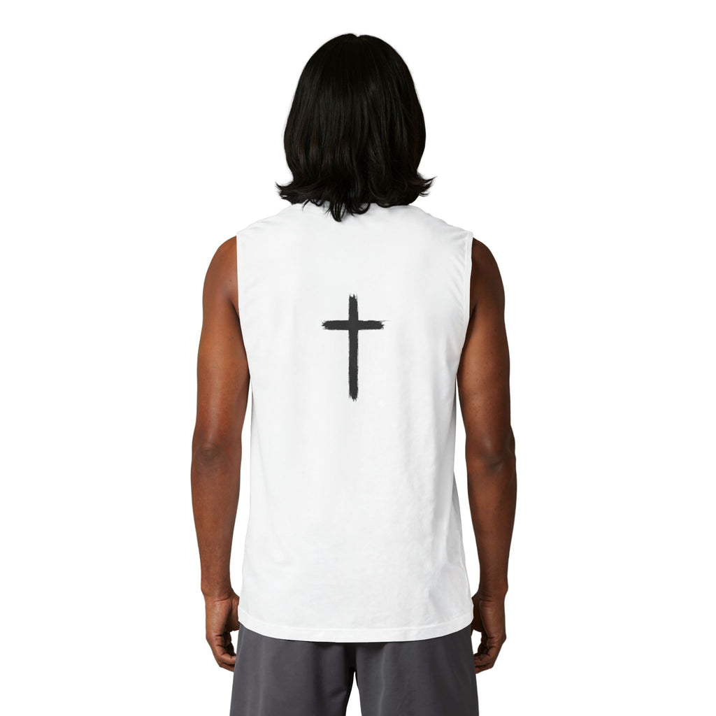 Jesus Saves Muscle Tank Back Cross Christian Faith Tank Top