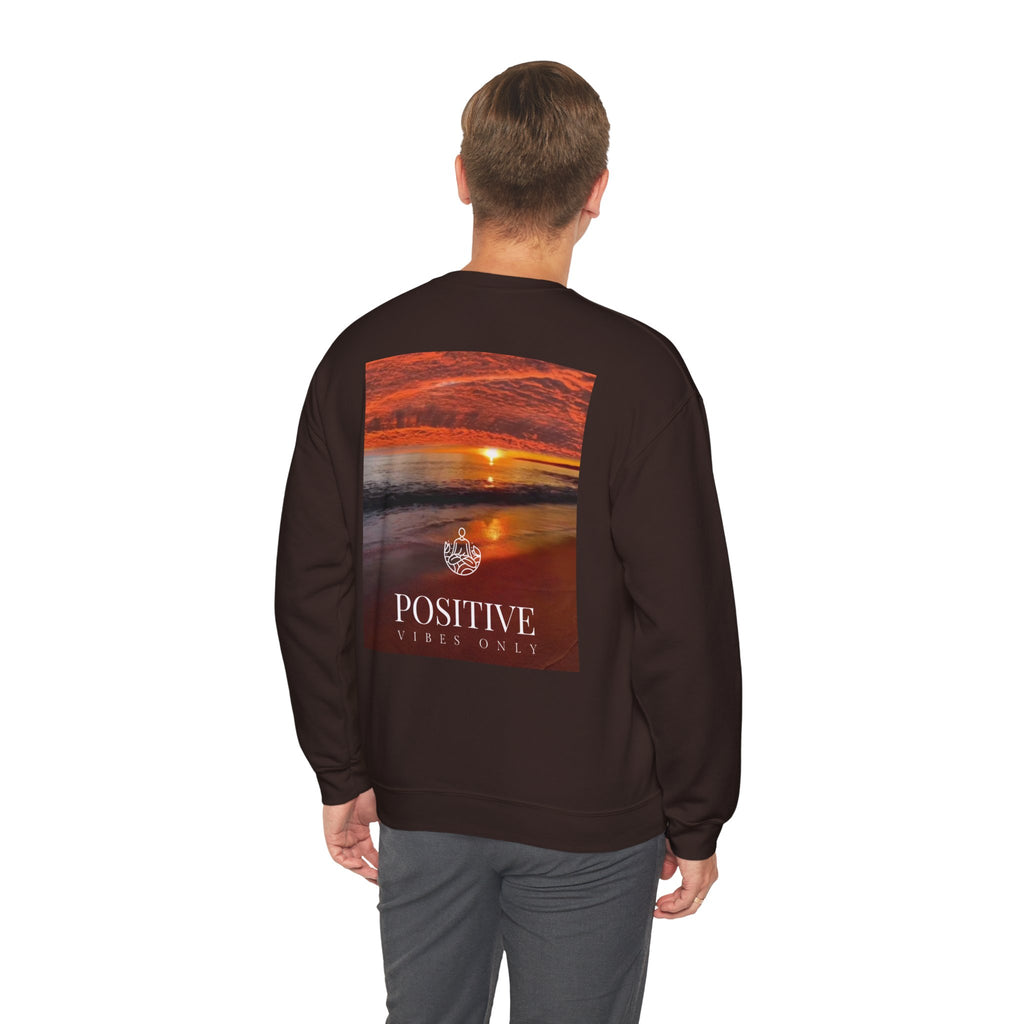 Positive Vibes Only Crewneck Sweatshirt  Sunset Beach Graphic