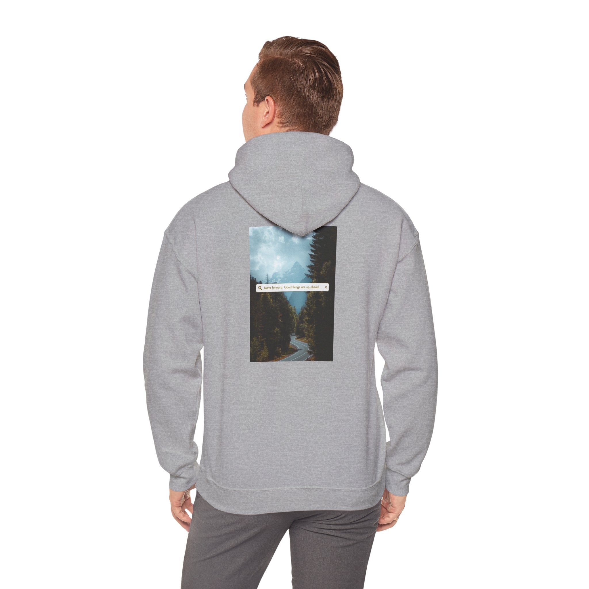 Mountain Road Hoodie with Gold Cross Chest Accent