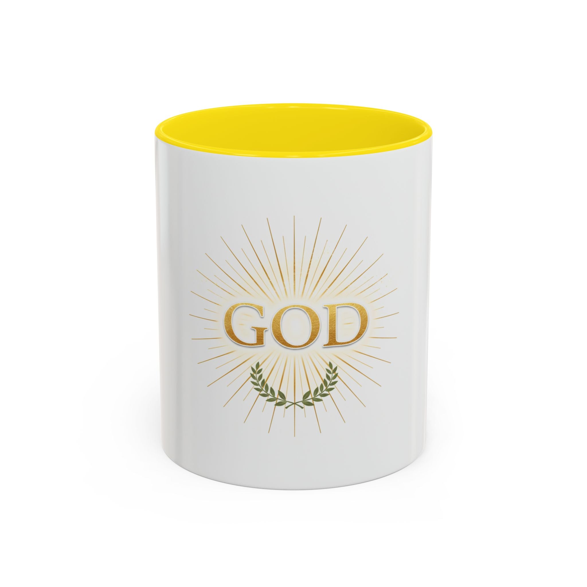 God Radiant Accent Coffee Mug — Inspirational Christian Ceramic Mug