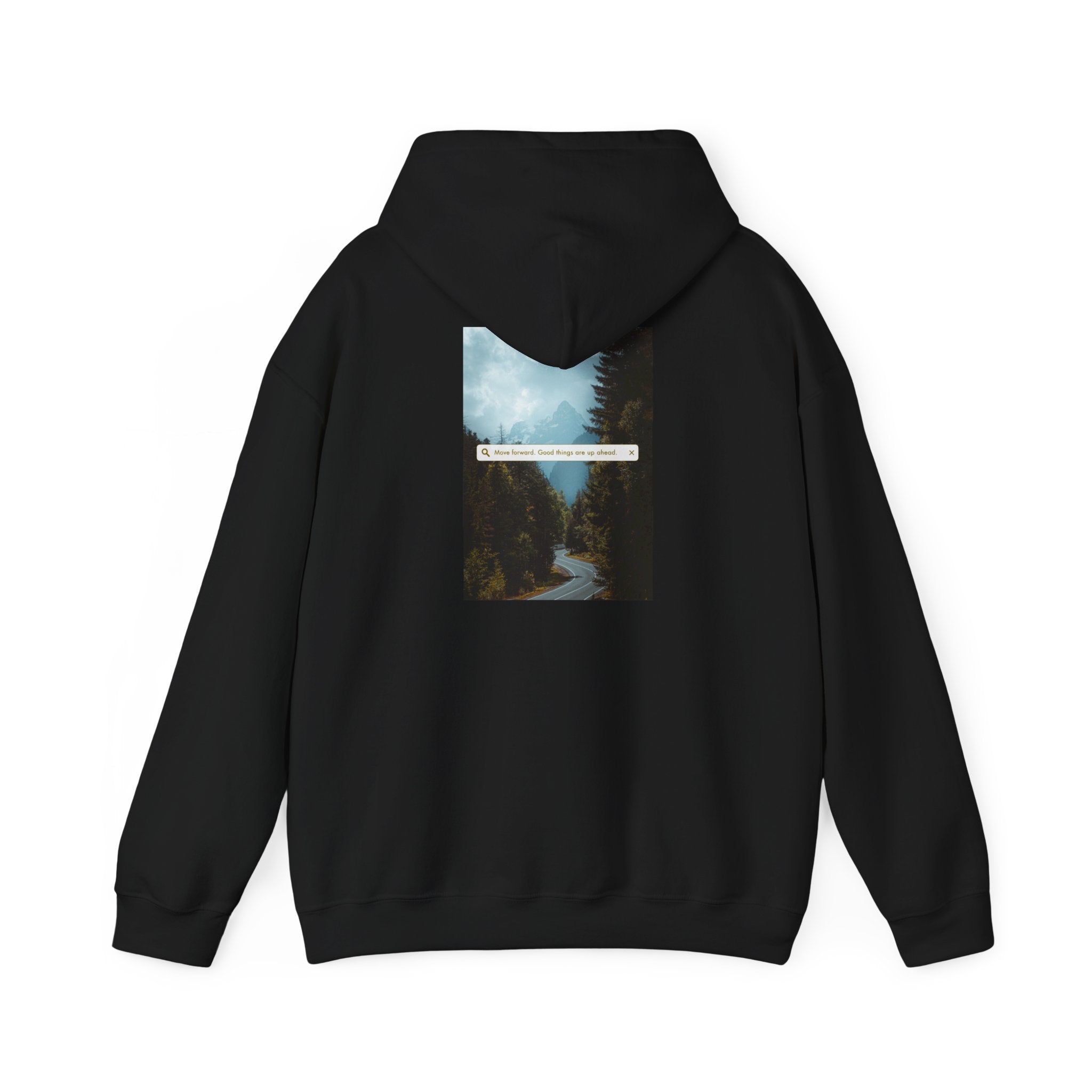 Mountain Road Hoodie with Gold Cross Chest Accent
