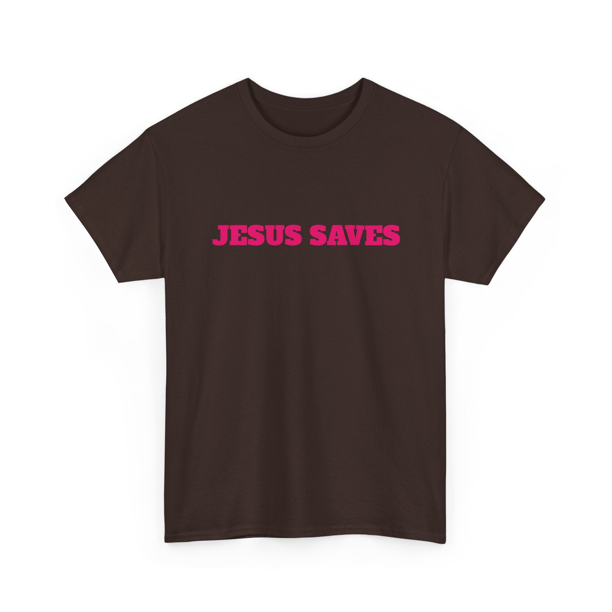 Jesus Saves T‑Shirt Pink 'Good News' Faith Tee (Back Scripture)