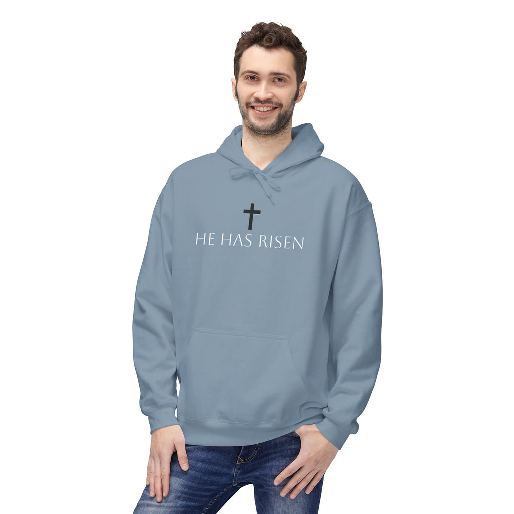 He Has Risen Hoodie  Christian Easter Scripture Pullover (Matthew 28:6)