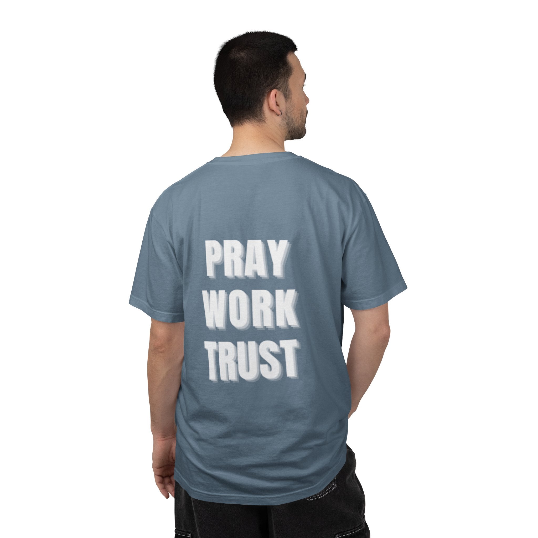 Pray Work Trust Tee Garment-Dyed Brown Inspirational T-Shirt