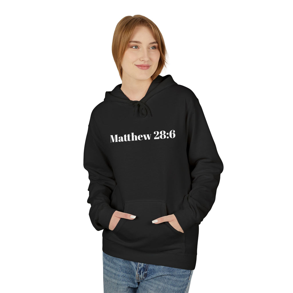 Matthew 28:6 Hoodie — "He Is Risen" Easter Christian Pullover