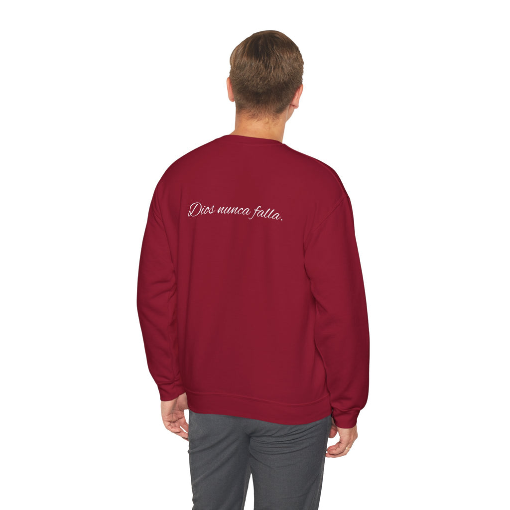 Crewneck Sweatshirt — 'Dios nunca falla' Script Heart Spiritual Pullover