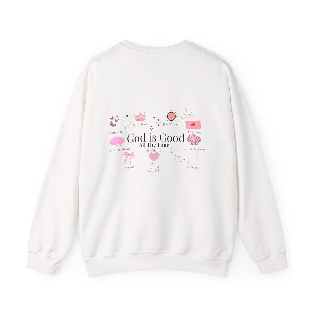 Crewneck Sweatshirt — 'God Is Good All The Time' Butterfly & Icons