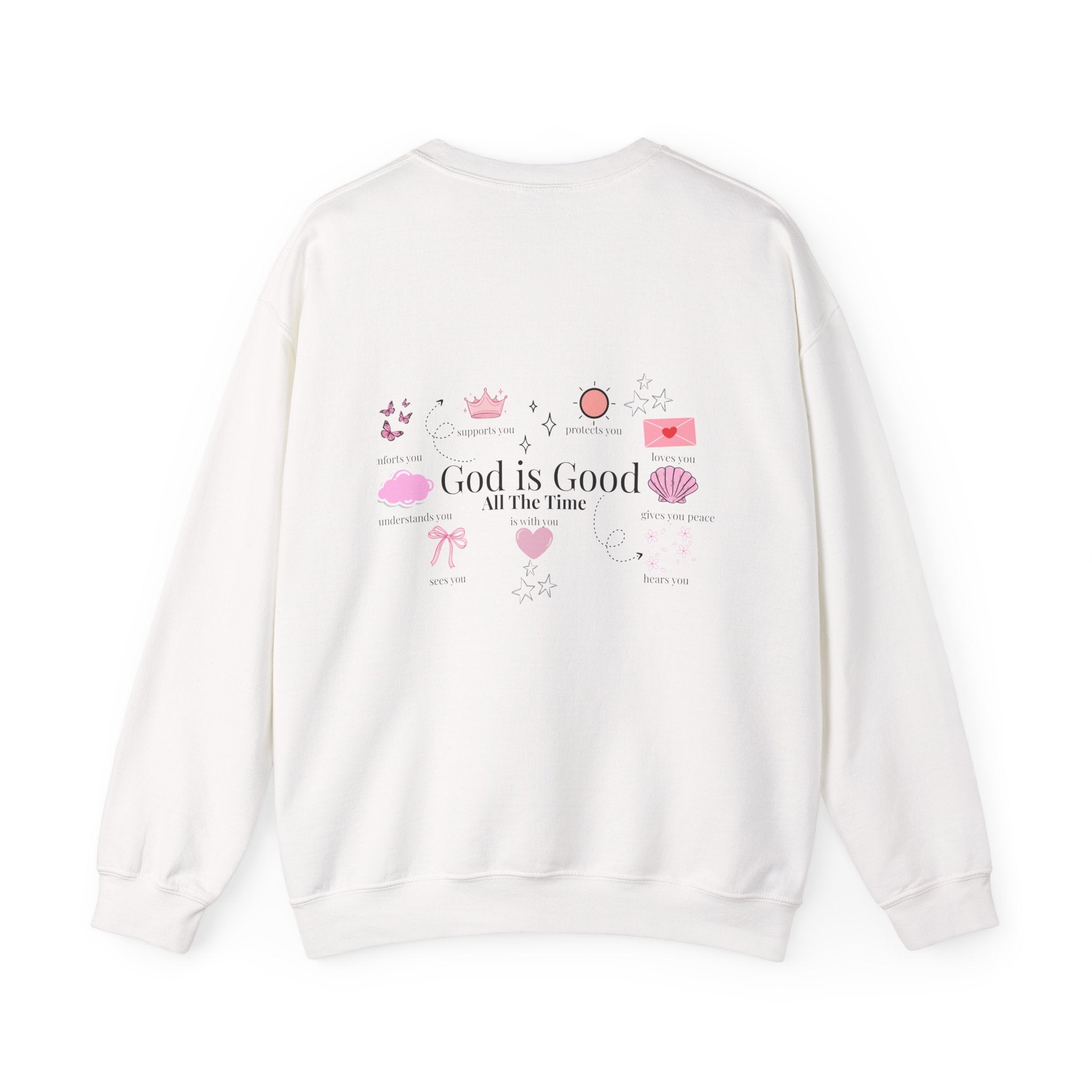 Crewneck Sweatshirt — 'God Is Good All The Time' Butterfly & Icons