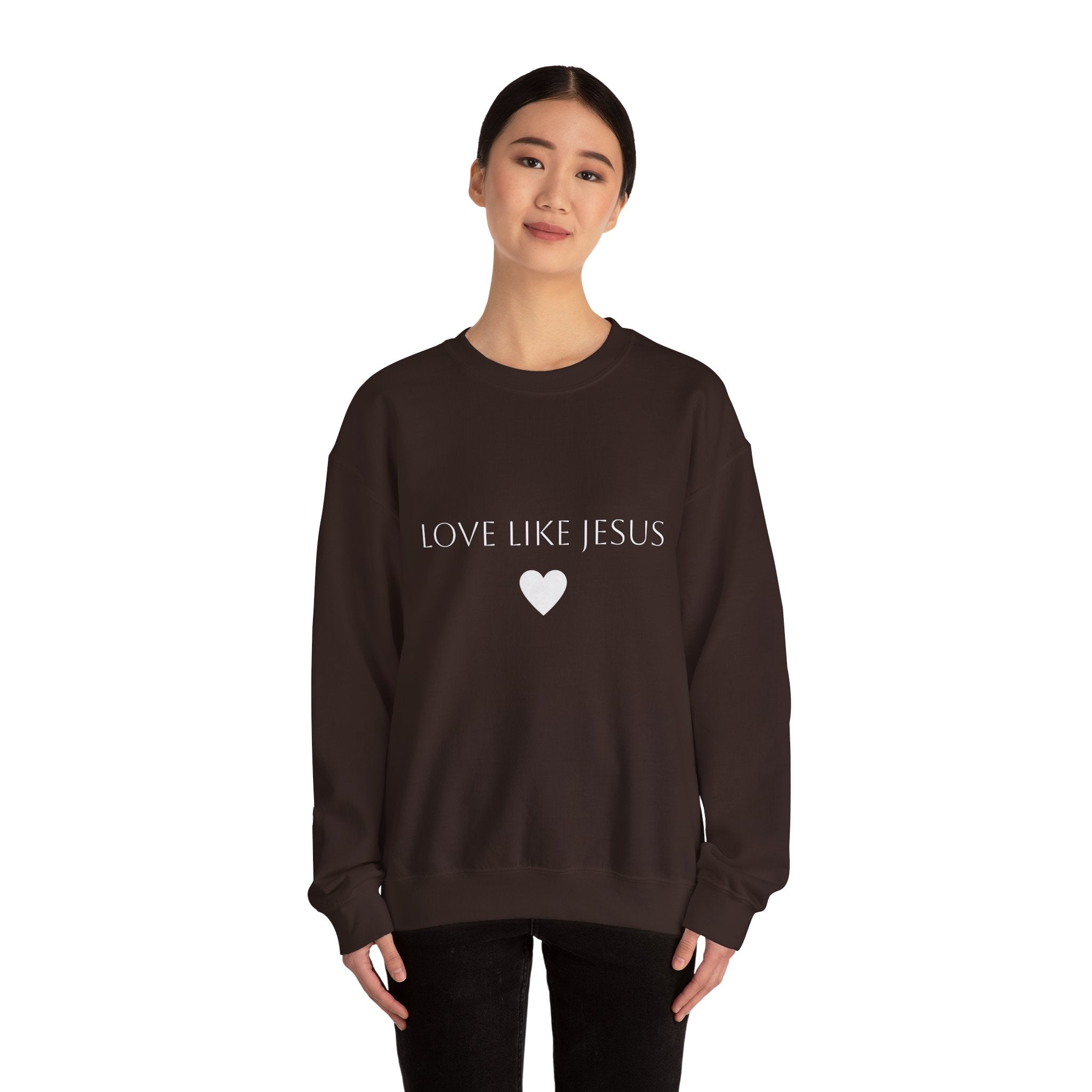 Love Like Jesus Sweatshirt Faith Inspired Crewneck with Heart Graphic