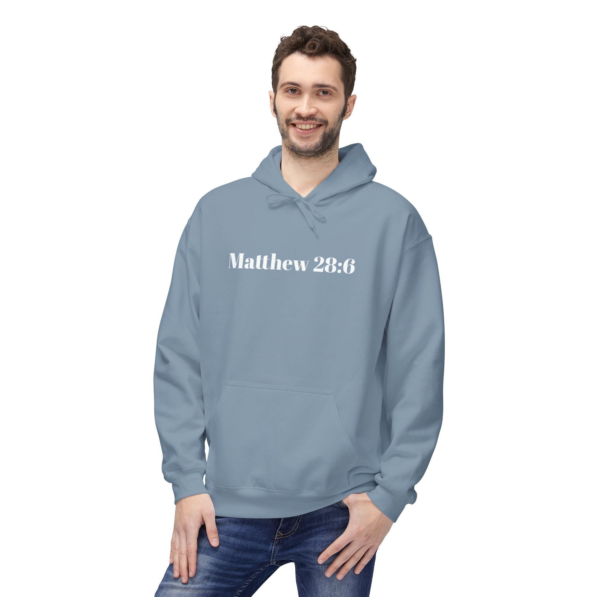 Matthew 28:6 Hoodie — "He Is Risen" Easter Christian Pullover