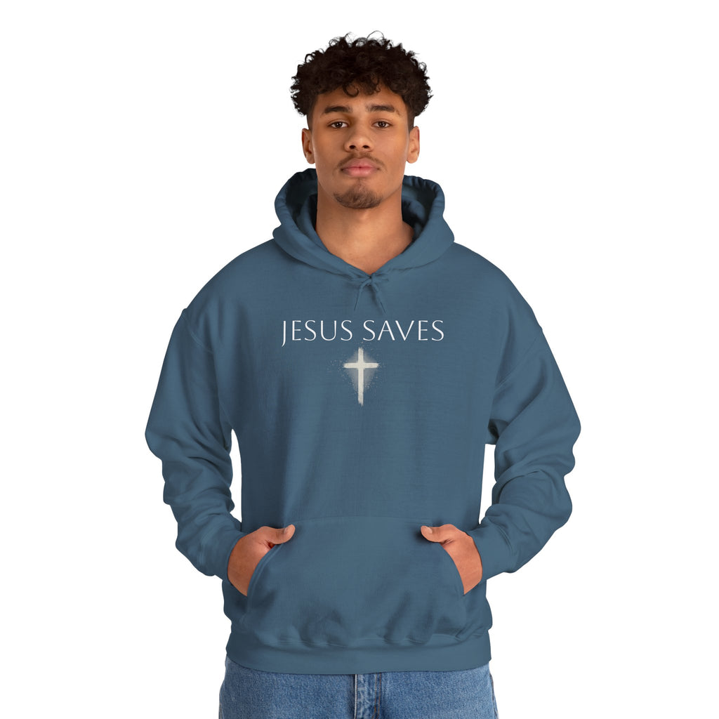 Religious Hoodie Cross Graphic with Jesus Saves