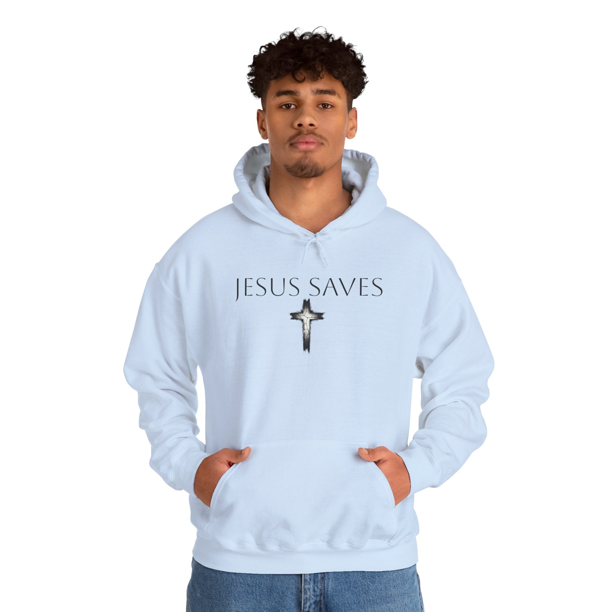 Religious Hoodie Cross Graphic with Jesus Saves