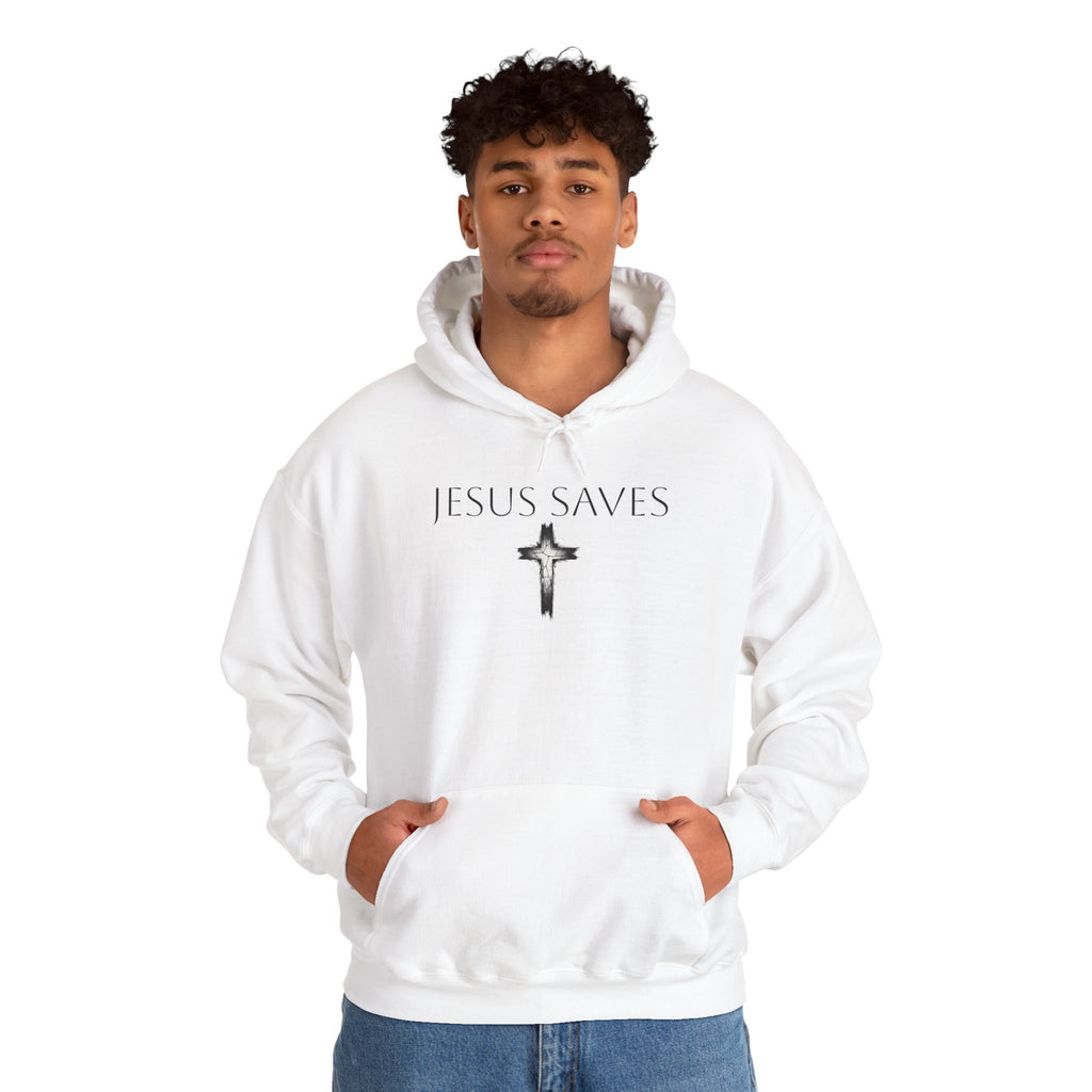 Religious Hoodie Cross Graphic with Jesus Saves