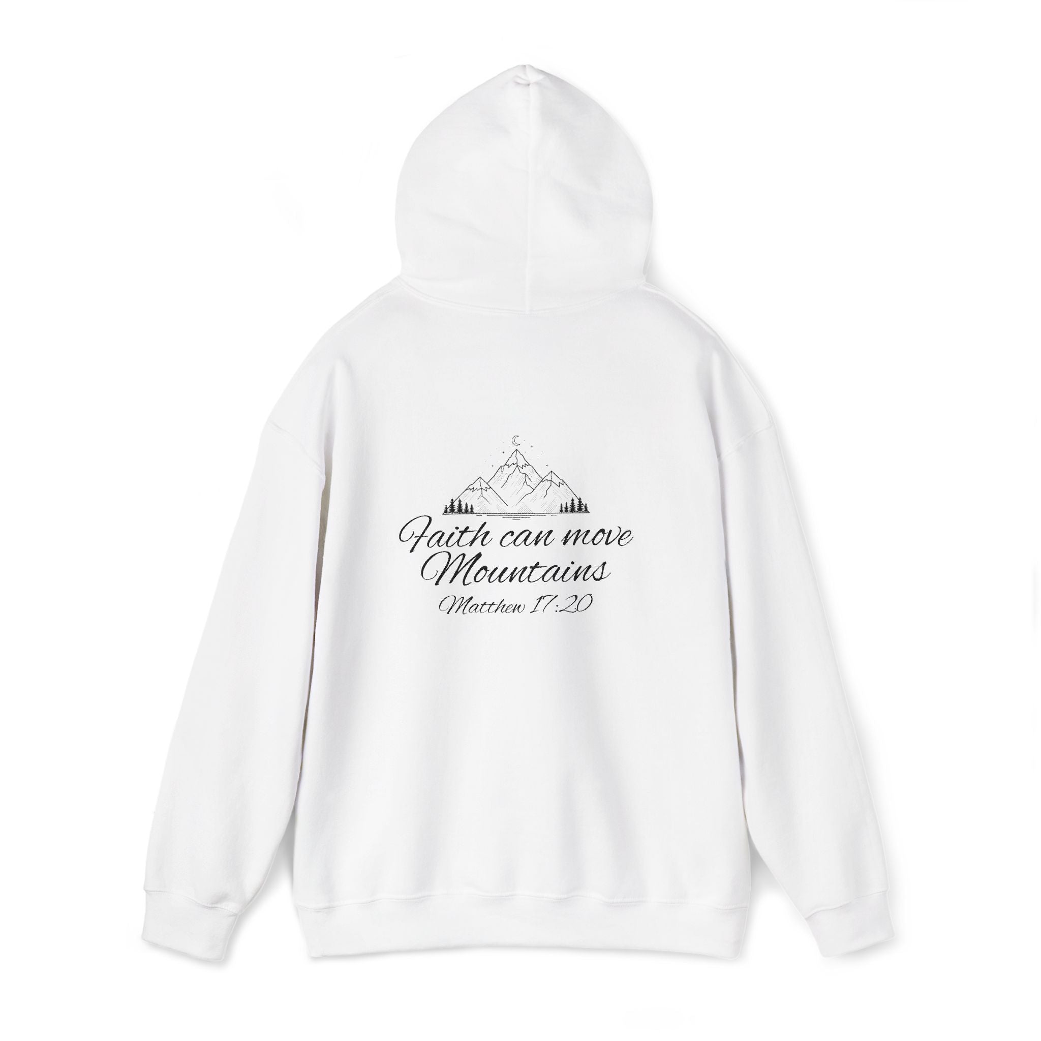 Faith Can Move Mountains Hoodie Inspirational Christian Scripture Sweatshirt (Matthew 17:20)