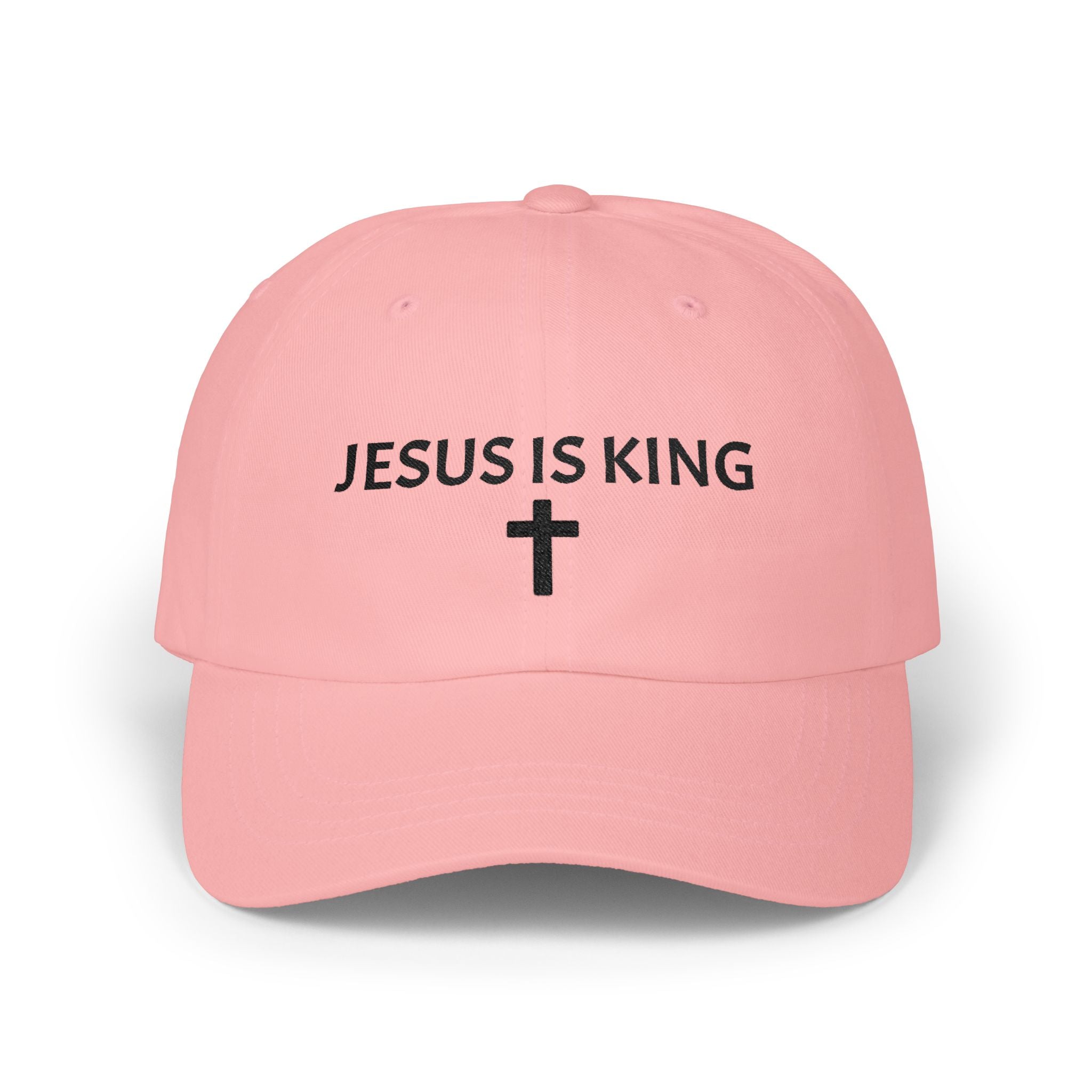 Jesus Is King Dad Cap — Embroidered Christian Baseball Hat with Cross