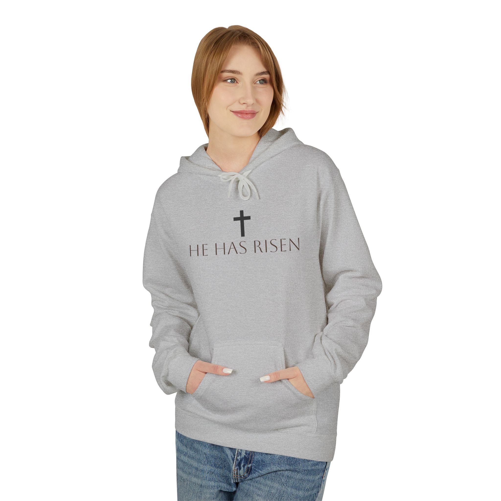 He Has Risen Hoodie  Christian Easter Scripture Pullover (Matthew 28:6)