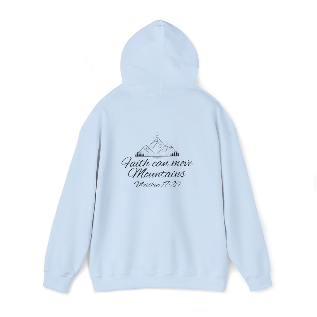 Faith Can Move Mountains Hoodie Inspirational Christian Scripture Sweatshirt (Matthew 17:20)