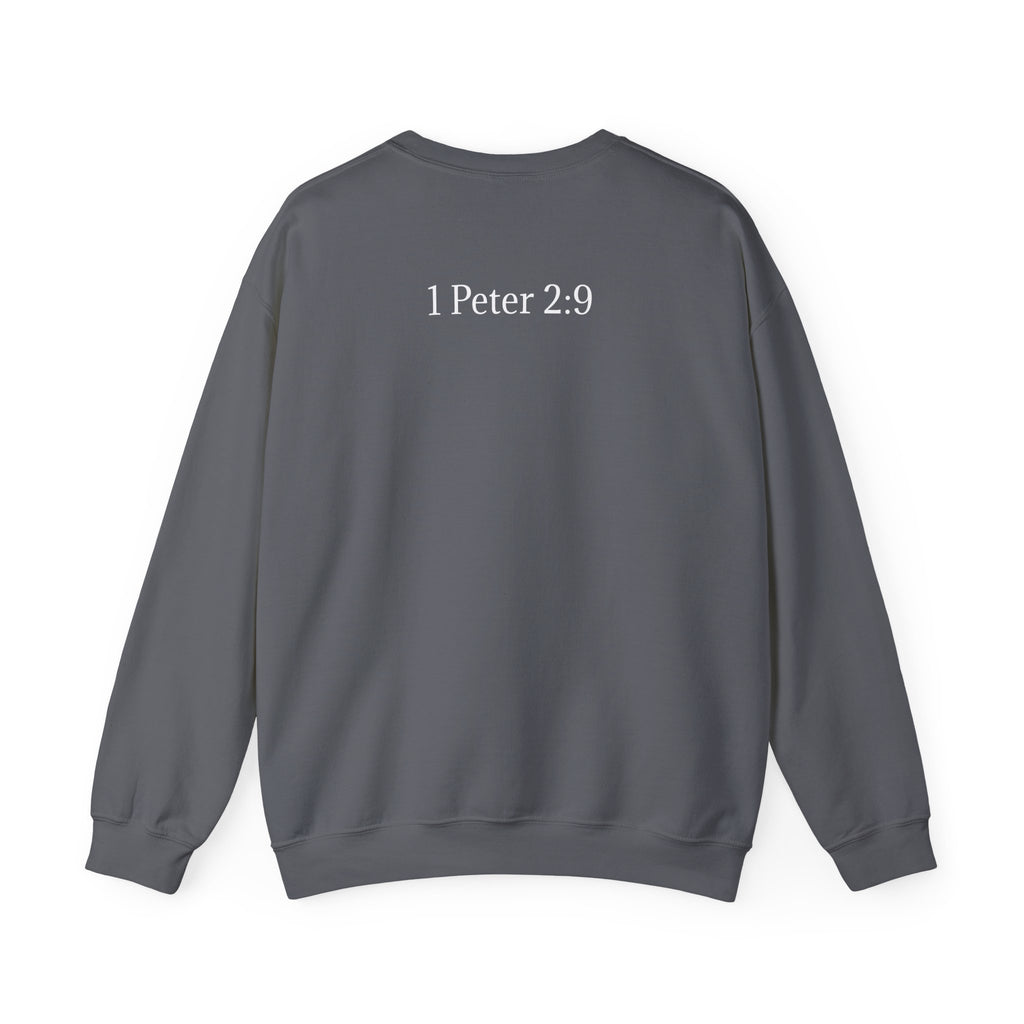 Chosen Sweatshirt Christian Crewneck with “1 Peter 2:9” Back Text
